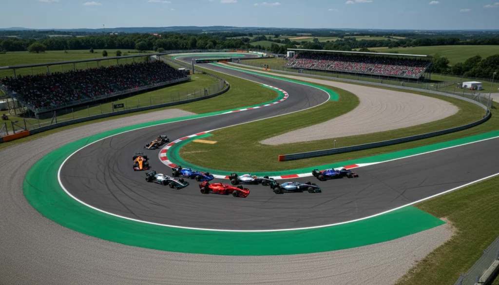 beginners guide formula 1 aerial circuit view race cars track f1 poster