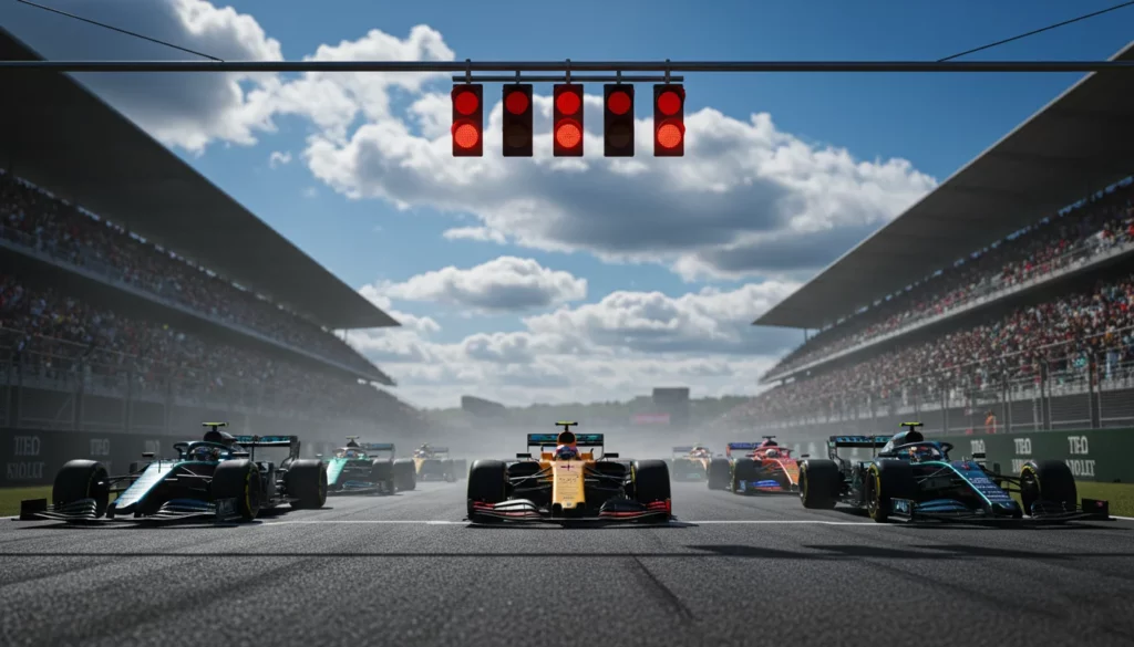 beginners guide formula 1 starting grid lights out race start f1 poster