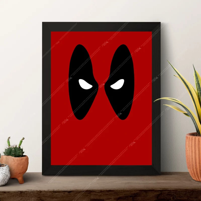 deadpool minimalist eyes red mask marvel poster