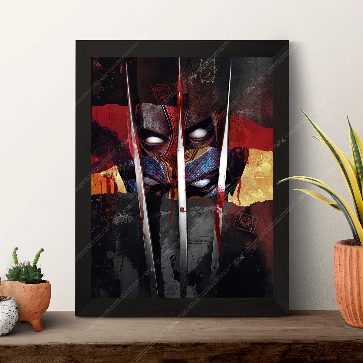 deadpool wolverine claw slash mixed media grunge marvel poster