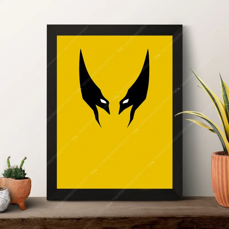 wolverine minimalist yellow cowl mask marvel x men poster