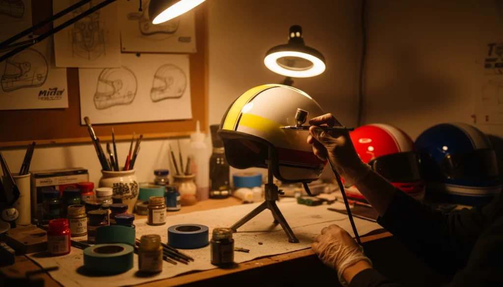 f1 helmet painter workshop airbrush craft design behind the scenes formula 1 poster
