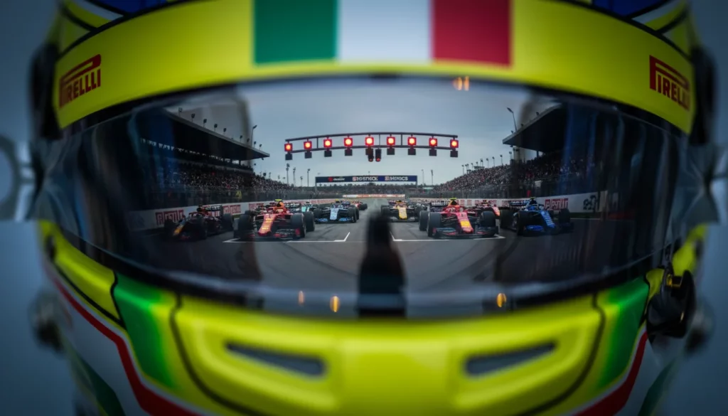 f1 helmet visor reflection starting grid close up race start formula 1 poster