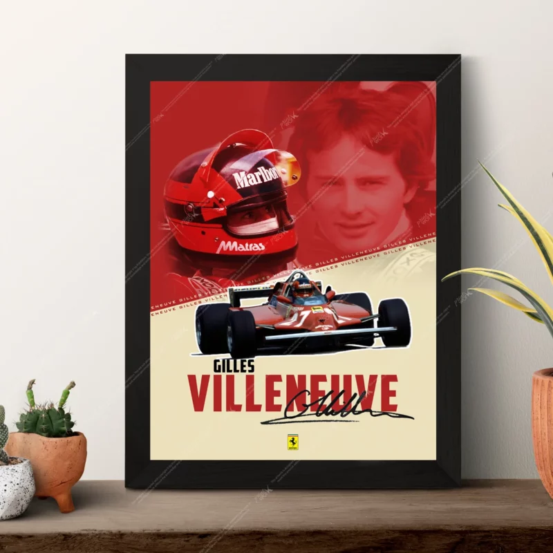 gilles villeneuve ferrari 312t4 helmet signature canadian f1 legend poster