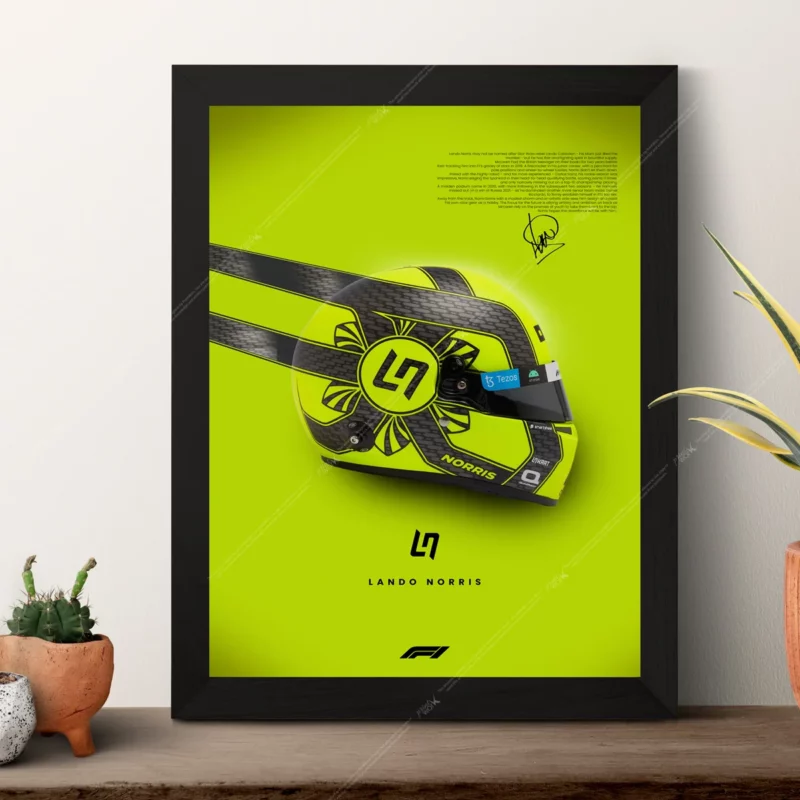 lando norris mclaren ln helmet biography signature f1 poster