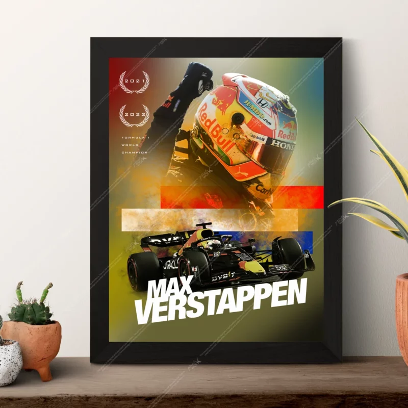 max verstappen red bull racing world champion helmet car dutch f1 poster