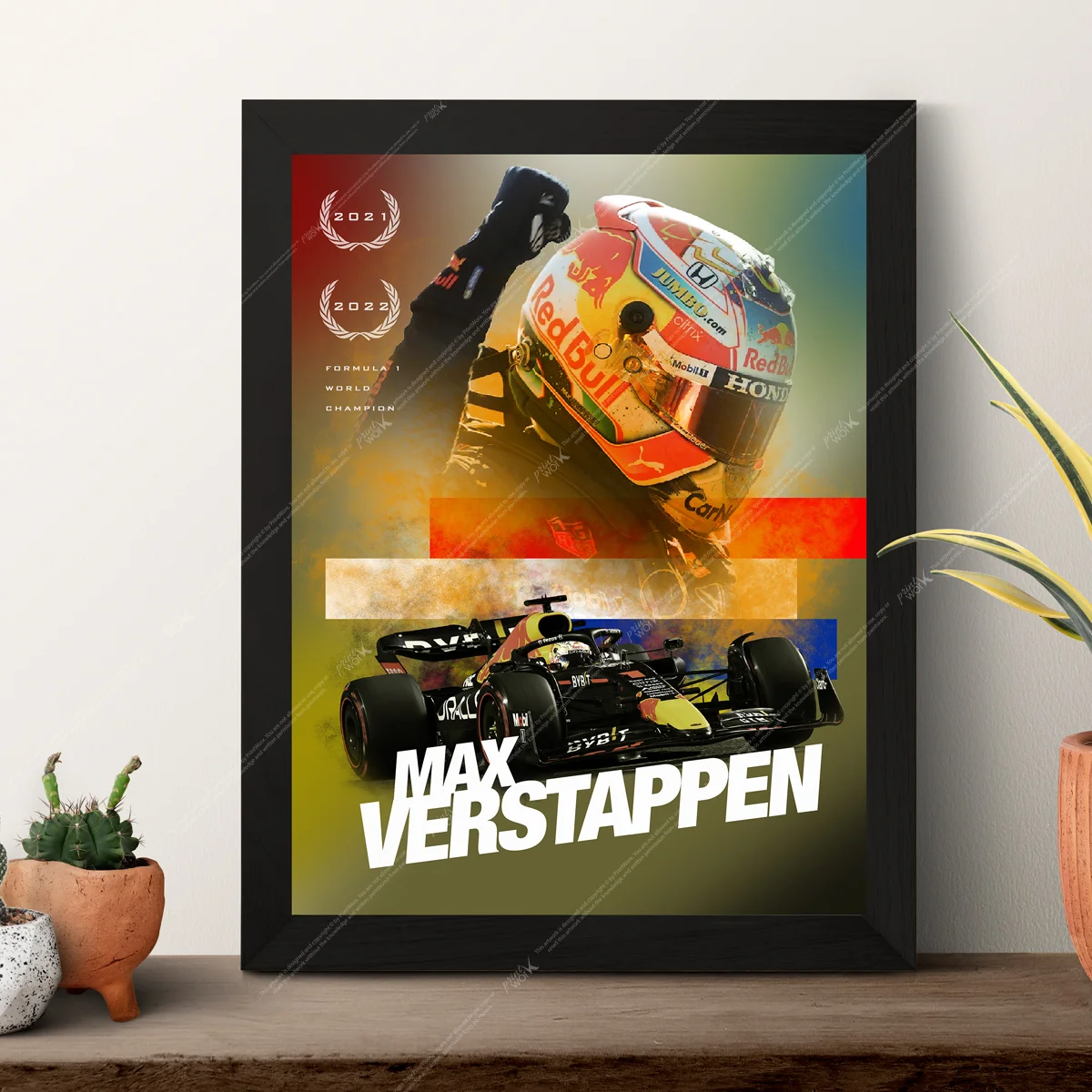 max verstappen red bull racing world champion helmet car dutch f1 poster