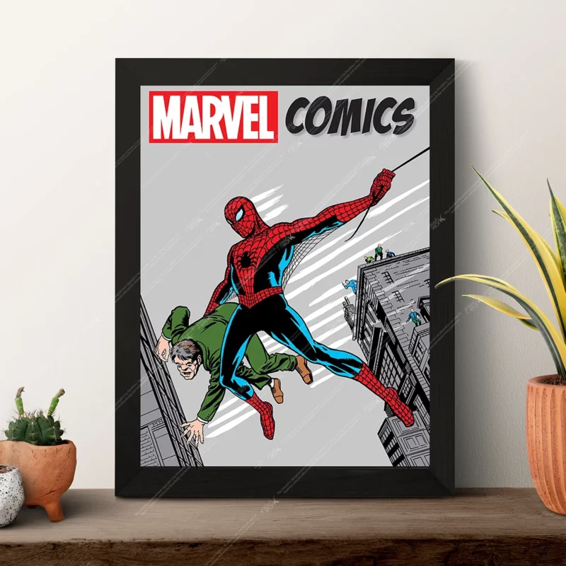 spider man classic marvel comics retro web swing poster