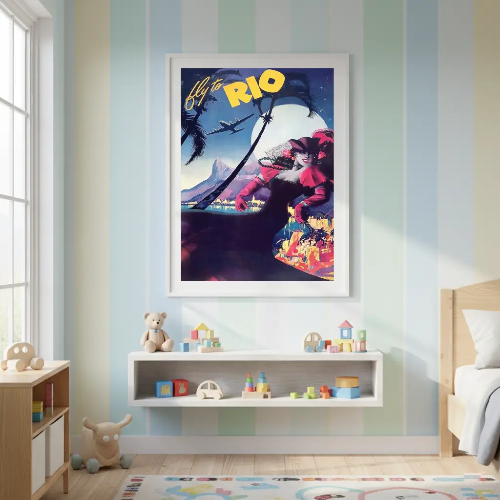 vintage fly to rio pan american airways poster