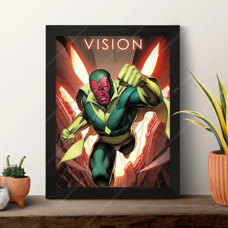vision classic comic book style marvel avengers poster