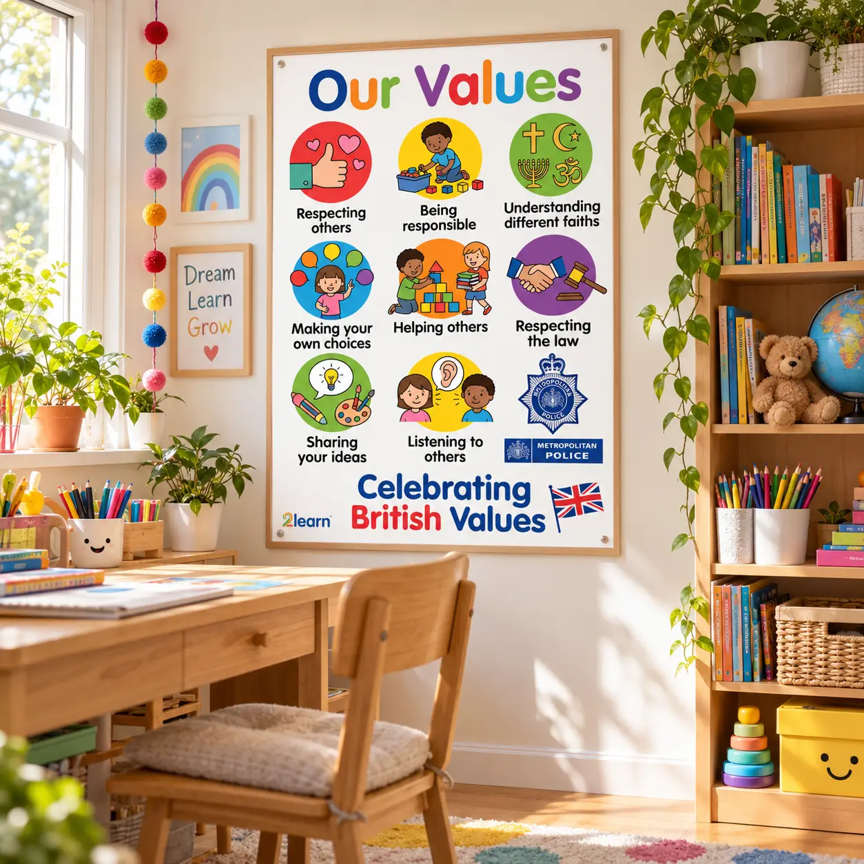 british values poster home learning corner