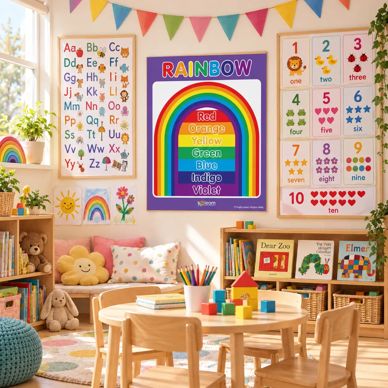 rainbow colours poster nursery wall display
