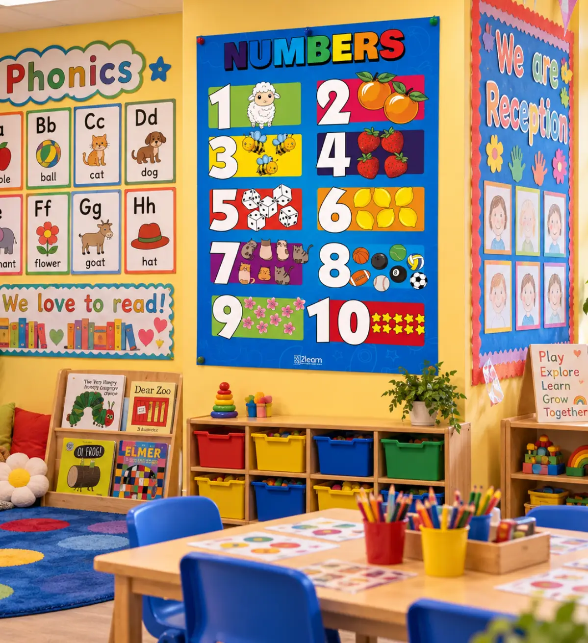 numbers 1 10 poster reception classroom wall
